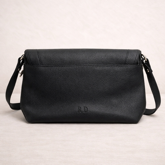 Rae Dunn Black Pebbled Leather Medium Shoulder Crossbody Adjustable Strap - Picture 2 of 8